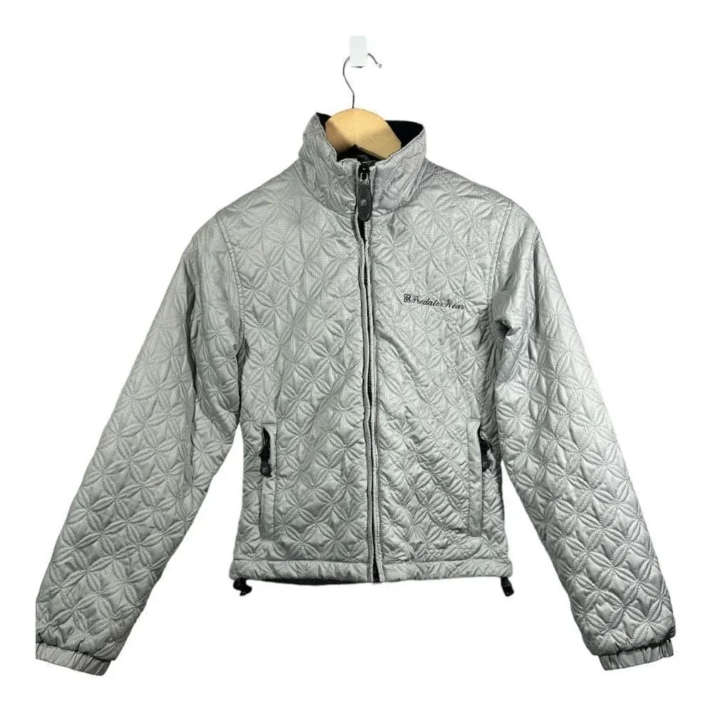 PREDATOR WEAR Women's Lightweight Quilted Zip-Up Coat Jacket Silver Size XS